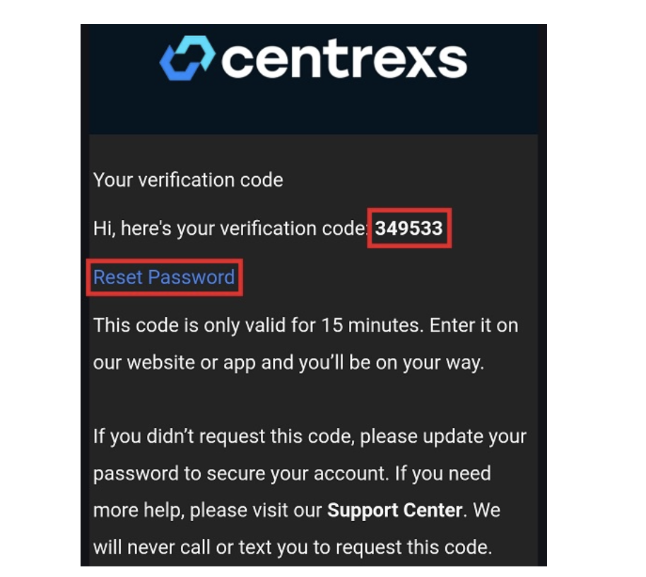 Reset password link page